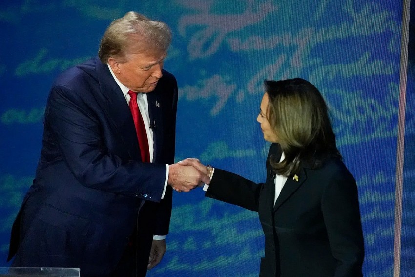 Hình ảnh màn tranh luận nảy lửa giữa Trump và Harris