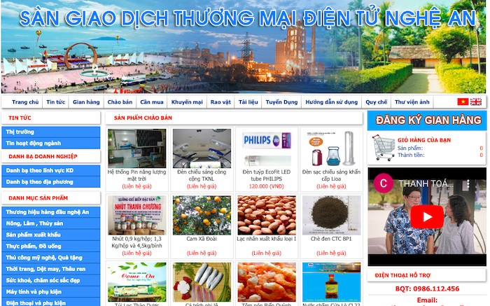 Các sản phẩm được bán trên Sàn Thương mại điện tử Nghệ An