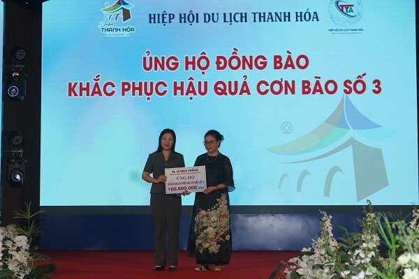 Hiệp hội Du lịch tỉnh Thanh Hoá ủng hộ các tỉnh miền Bắc chịu ảnh hưởng, thiệt hại bởi cơn bão Yagi 200 triệu đồng.