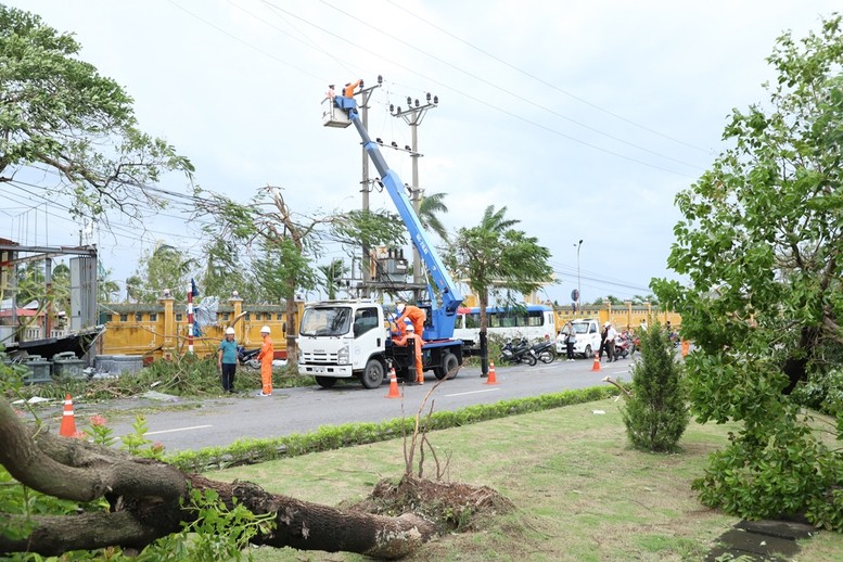 Sửa chữa lưới điện do bẫo số 3 gây ra