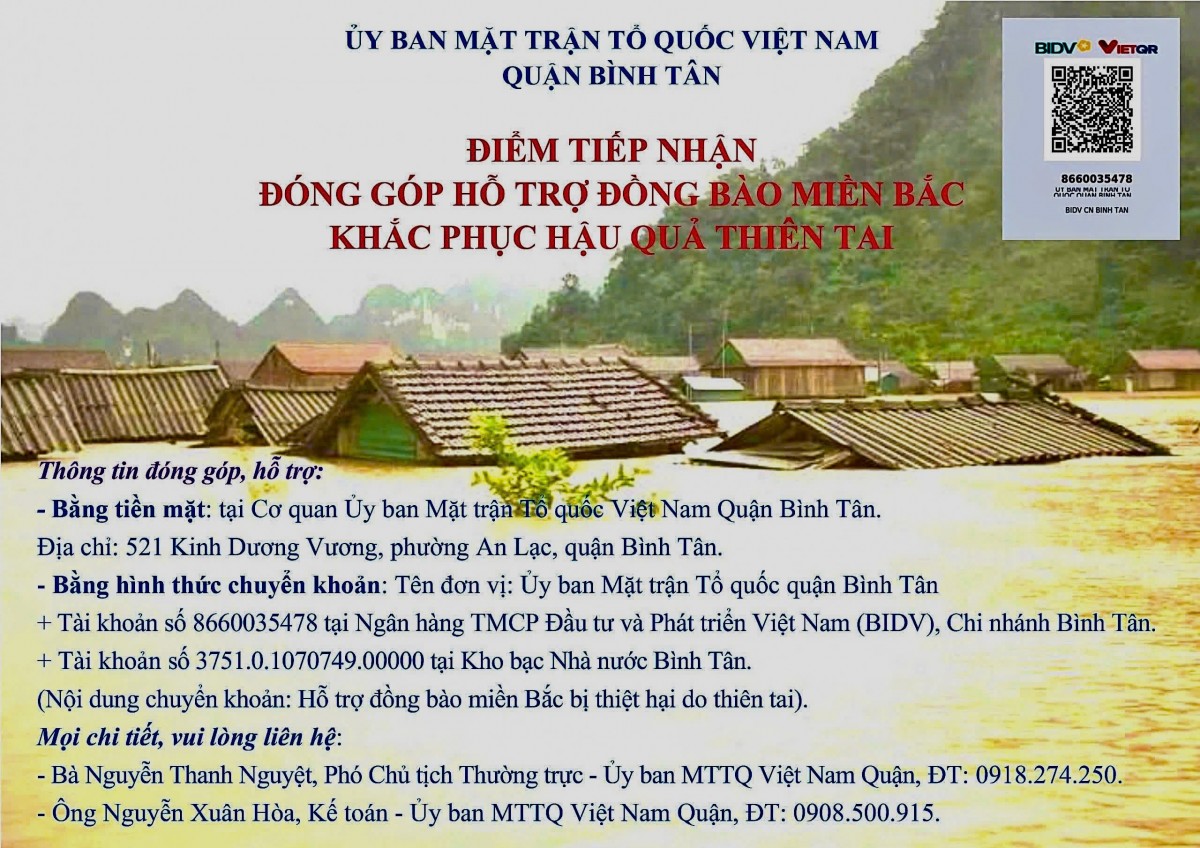 Quận Bình Tân (TP.HCM): Hơn 2 tỷ đồng và nhiều nhu yếu phẩm ủng hộ đồng bào bão lũ