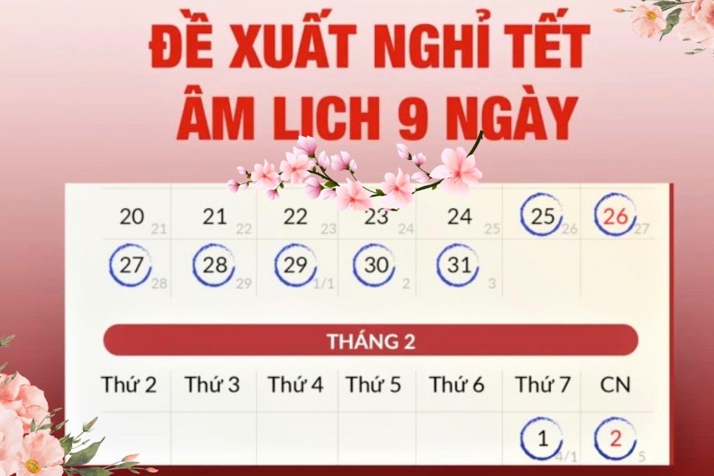 Bộ Nội vụ thống nhất nghỉ Tết Nguyên đán Ất Tỵ 9 ngày