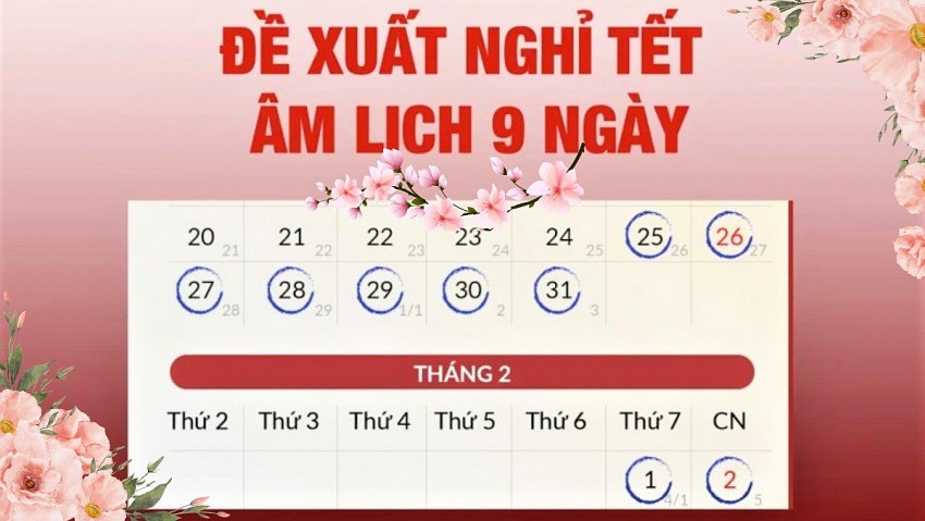 Bộ Nội vụ thống nhất nghỉ Tết Nguyên đán Ất Tỵ 9 ngày