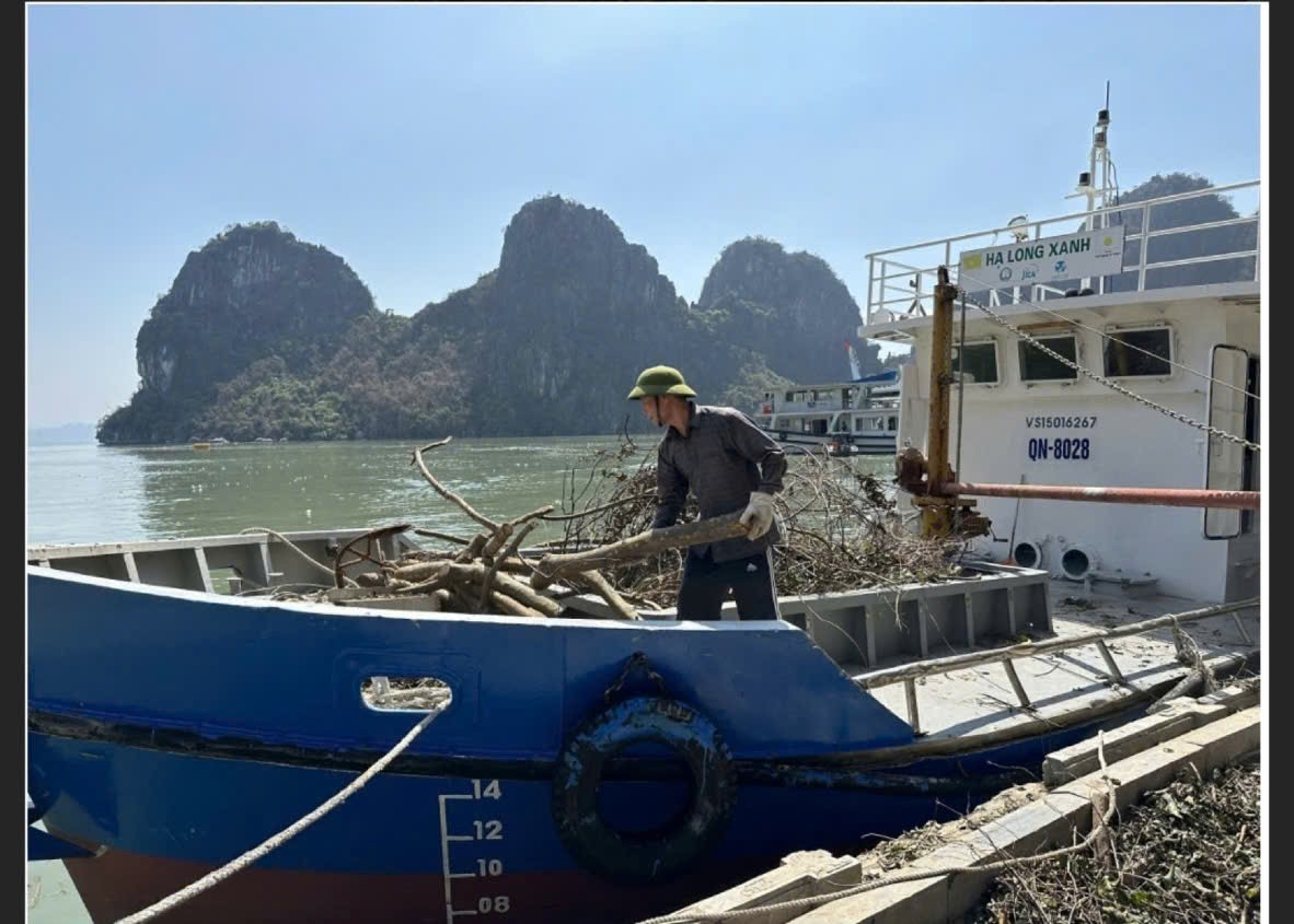 Quảng Ninh đẩy mạnh công tác thu gom rác thải, làm sạch môi trường vịnh Hạ Long sau bão số 3