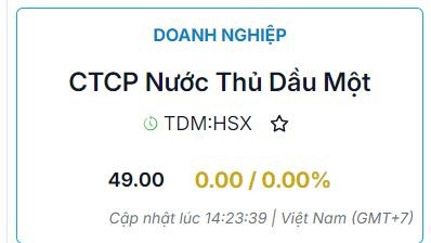 CTCP Nước Thủ Dầu Một lợi nhuận sau thuế giảm tới 39%