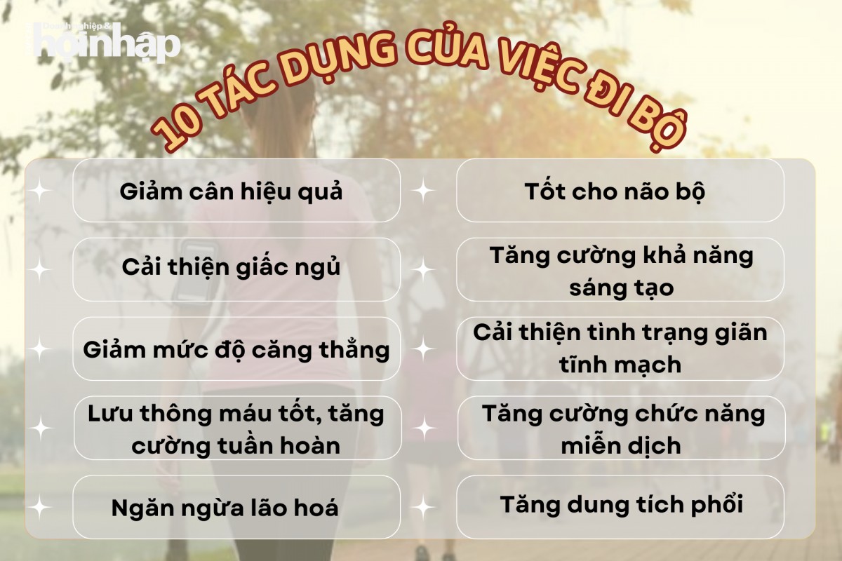 10 tác dụng của việc đi bộ.