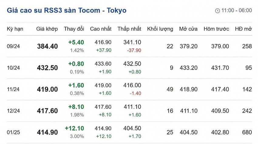 Giá cao su hôm nay 8/10/2024: Giá cao su trên sàn Tokyo và SHFE tăng