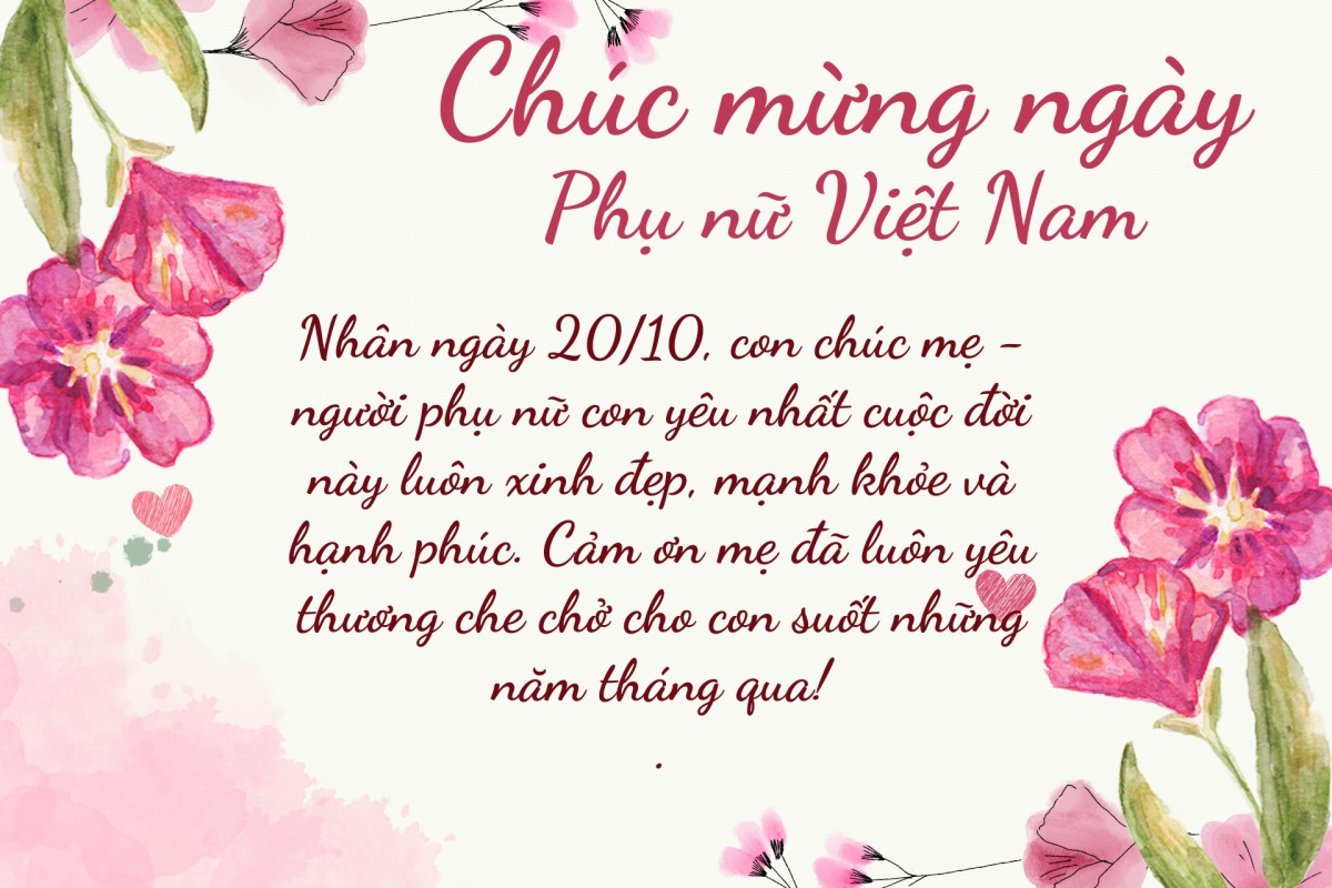 Lời chúc mừng Ngày Phụ nữ Việt Nam 20/10 dành cho bà, mẹ