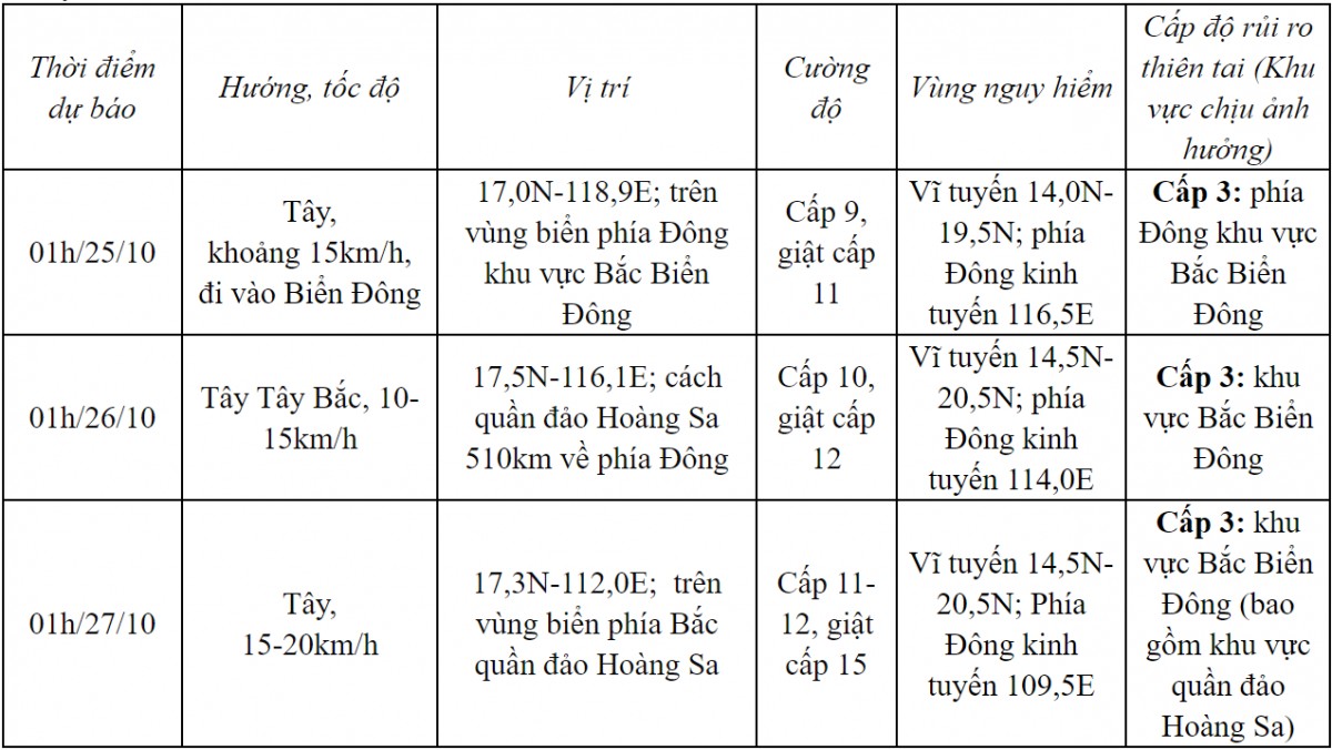 Dự báo diễn biến bão trong 24-72 giờ tới