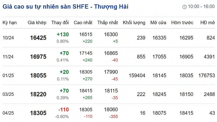 Giá cao su hôm nay 25/10/2024: