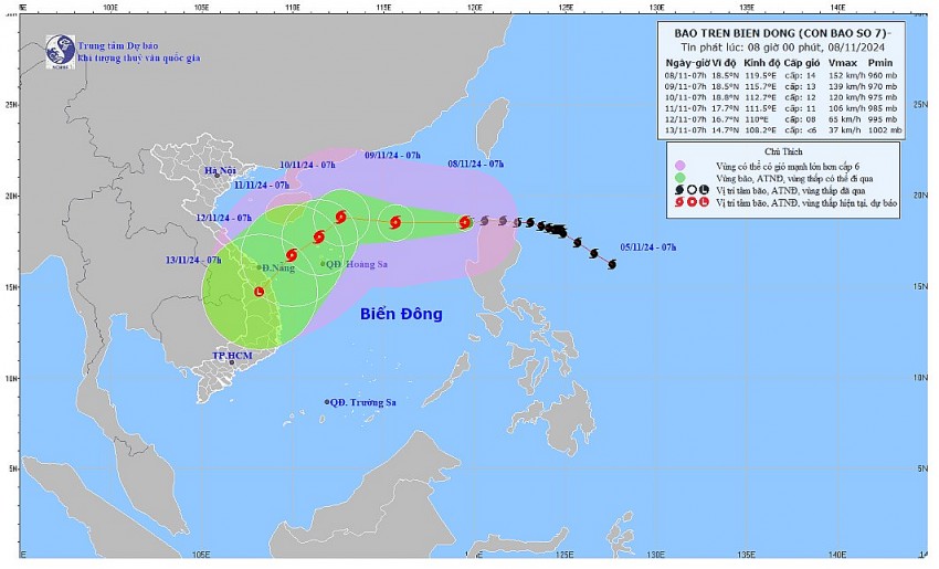 Bão Yinxing đổ bộ Biển Đông, trở thành cơn bão số 7