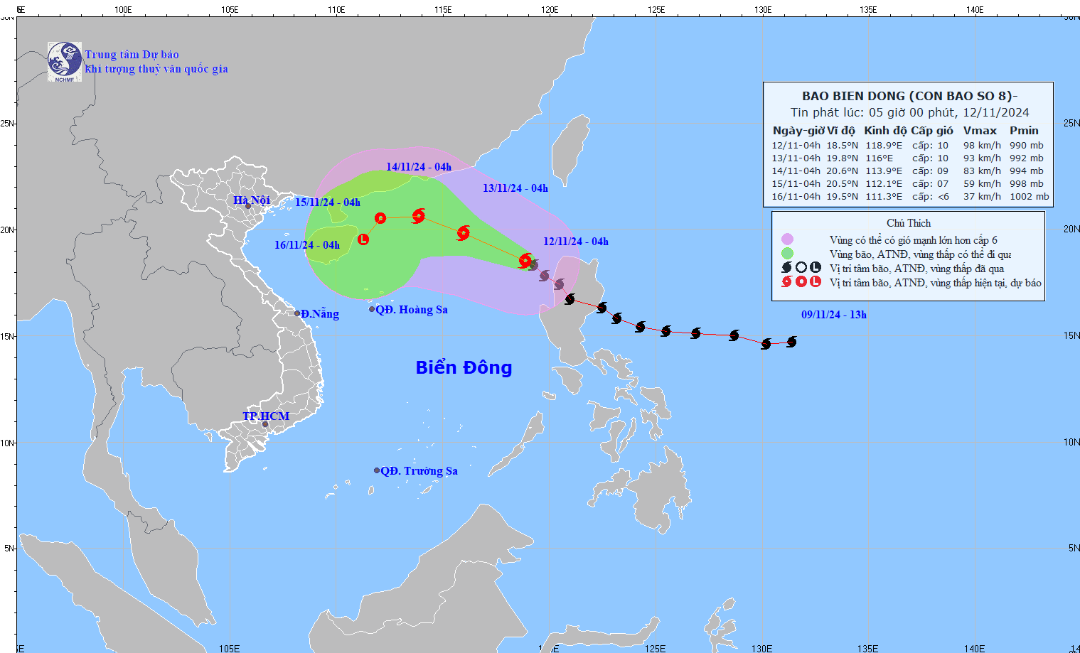 tin bão trên Biển Đông (cơn bão số 8 - bãoToraji)