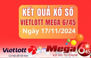 Vietlott 17/11, Kết quả xổ số Vietlott hôm nay 17/11, Xổ số Mega 6/45 ngày 17/11/2024