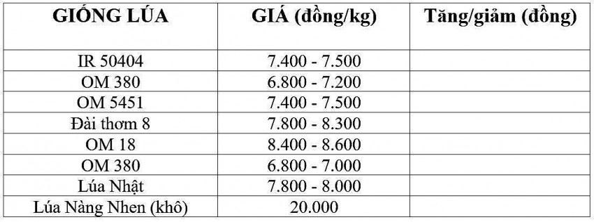 Giá lúa gạo hôm nay 17/11/2024: