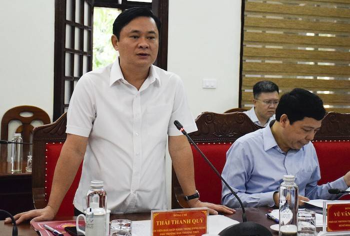 Ông Thái Thanh Quý - Ủy viên Trung ương Đảng, Phó Trưởng Ban Thường trực Ban Kinh tế Trung ương phát biểu kết luận buổi làm việc 