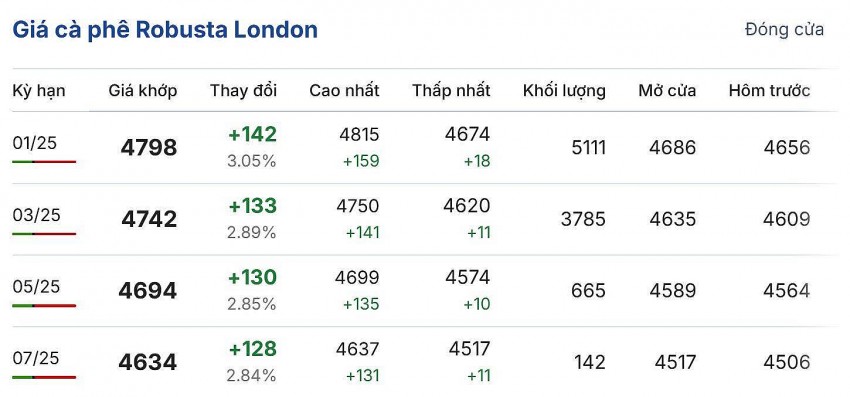 Giá cà phê hôm nay 21/11/2024: