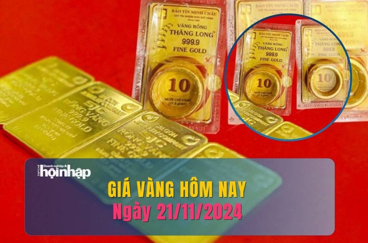 Giá vàng hôm nay 21/11: Vàng miếng SJC, vàng nhẫn tăng hơn 500.000 đồng