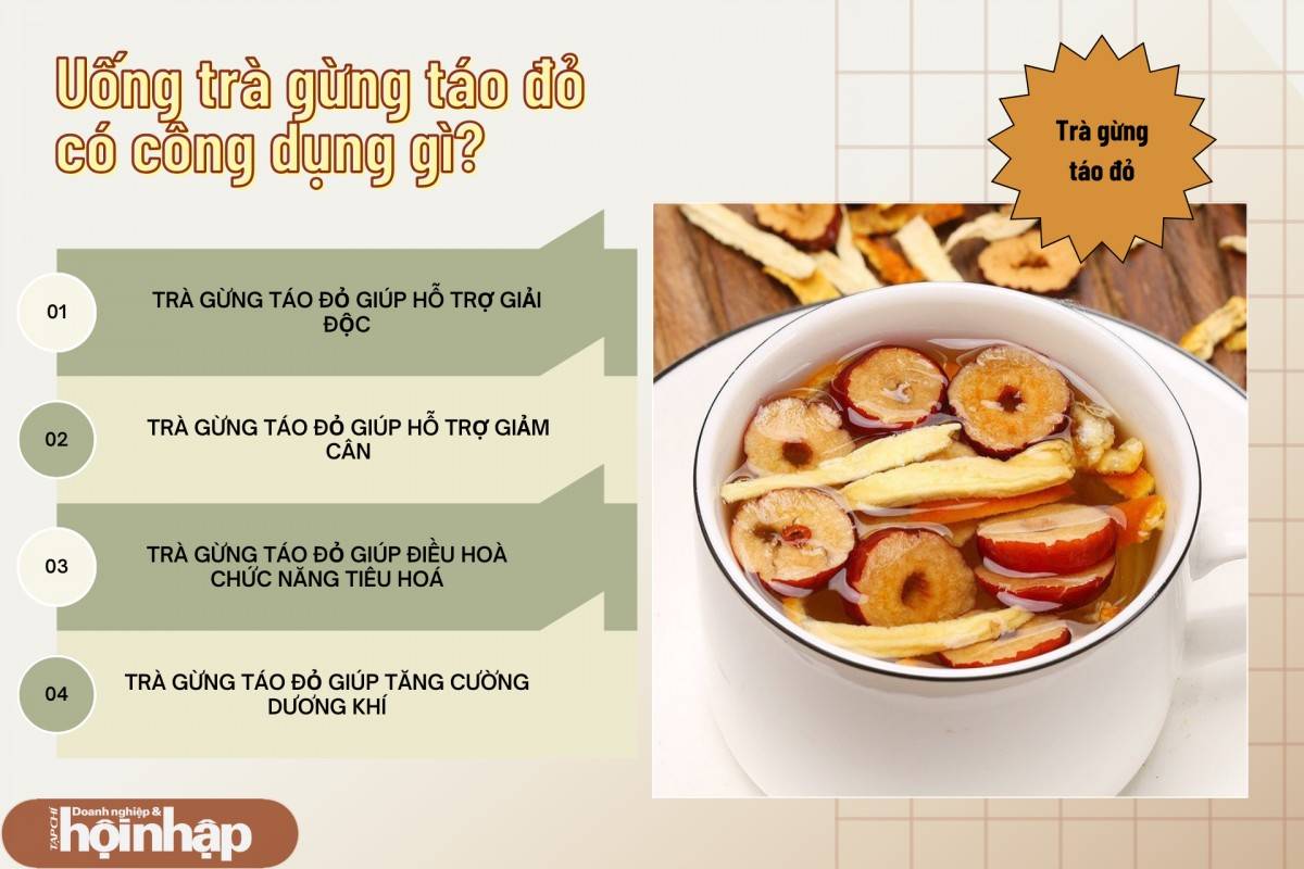 Uống trà gừng táo đỏ có công dụng gì? Uống trà gừng táo đỏ có công dụng gì?