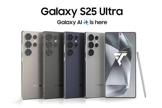 Hình ảnh kết xuất 4 màu sắc của Galaxy S25 Ultra