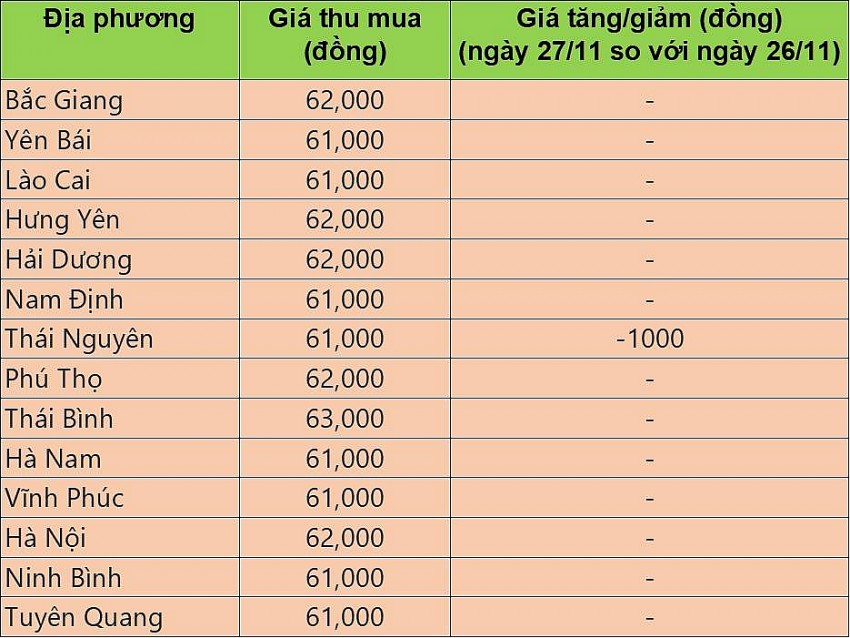 Giá heo hơi hôm nay 27/11/2024: