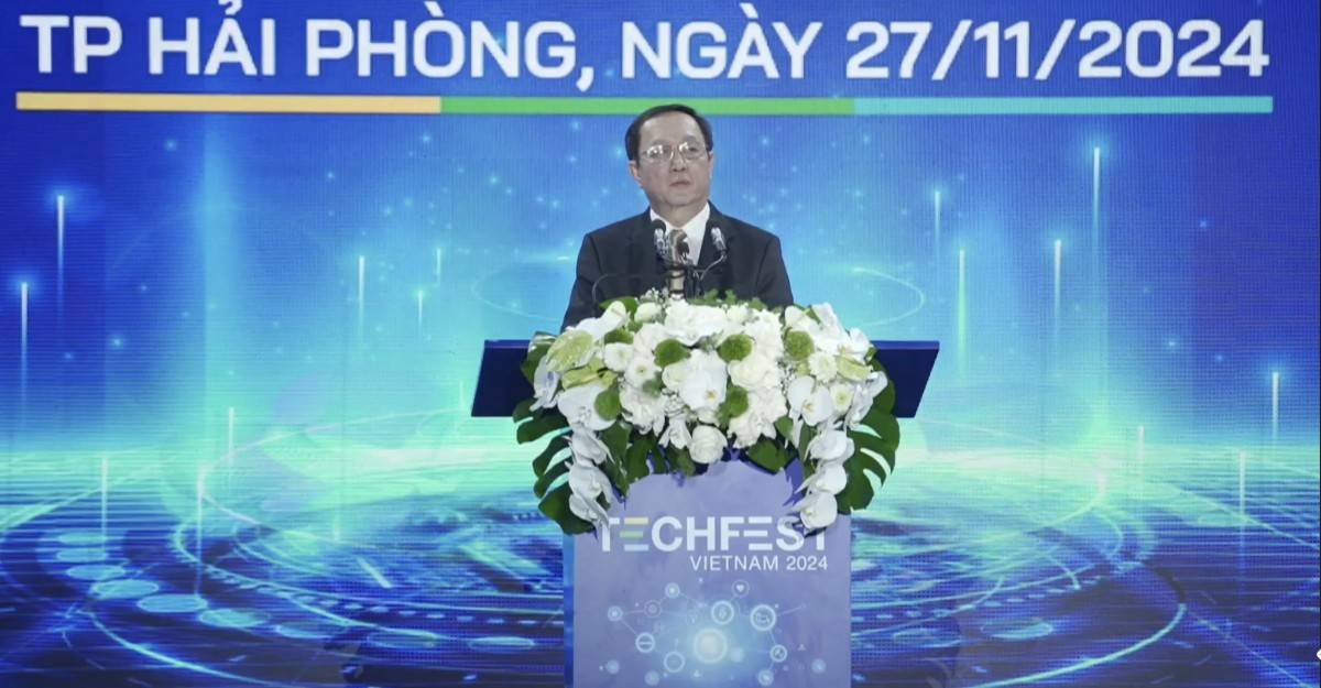 Bộ trưởng Bộ Khoa học và Công nghệ Huỳnh Thành Đạt phát biểu khai mạc  Khai mạc Ngày hội khởi nghiệp sáng tạo Việt Nam 2024 (Techfest Việt Nam 2024)