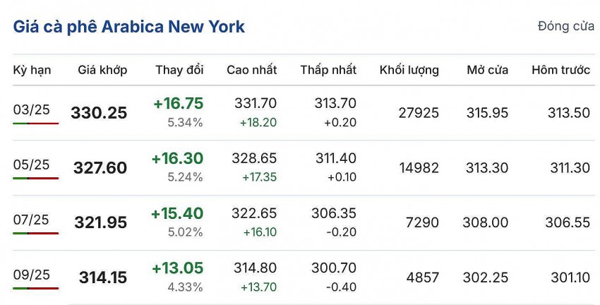 Giá cà phê hôm nay 8/12/2024: