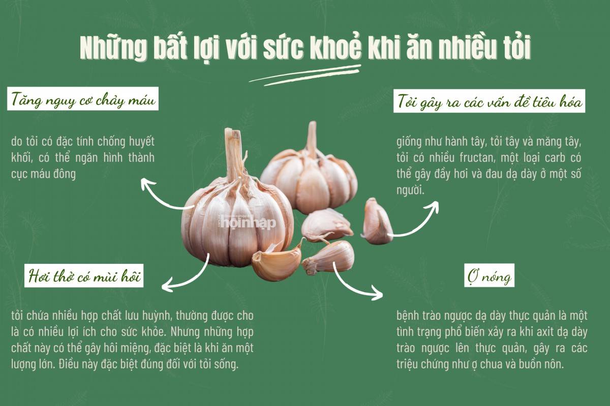 Những bất lợi với sức khoẻ khi ăn nhiều tỏi