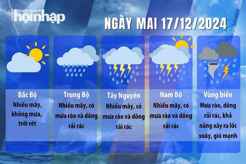 Dự báo thời tiết ngày mai 17/12/2024