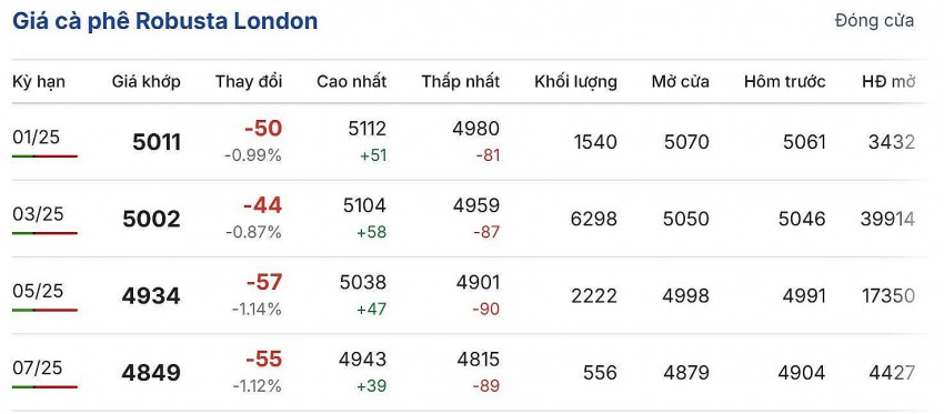 Giá cà phê hôm nay 21/12/2024:
