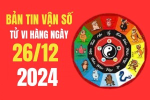 Tử vi - Vận số ngày 26/12/2024: Tuổi Thân khởi khắc về tài chính, tuổi Ngọ đối mặt với nhiều thử thách, khó khăn trong công việc