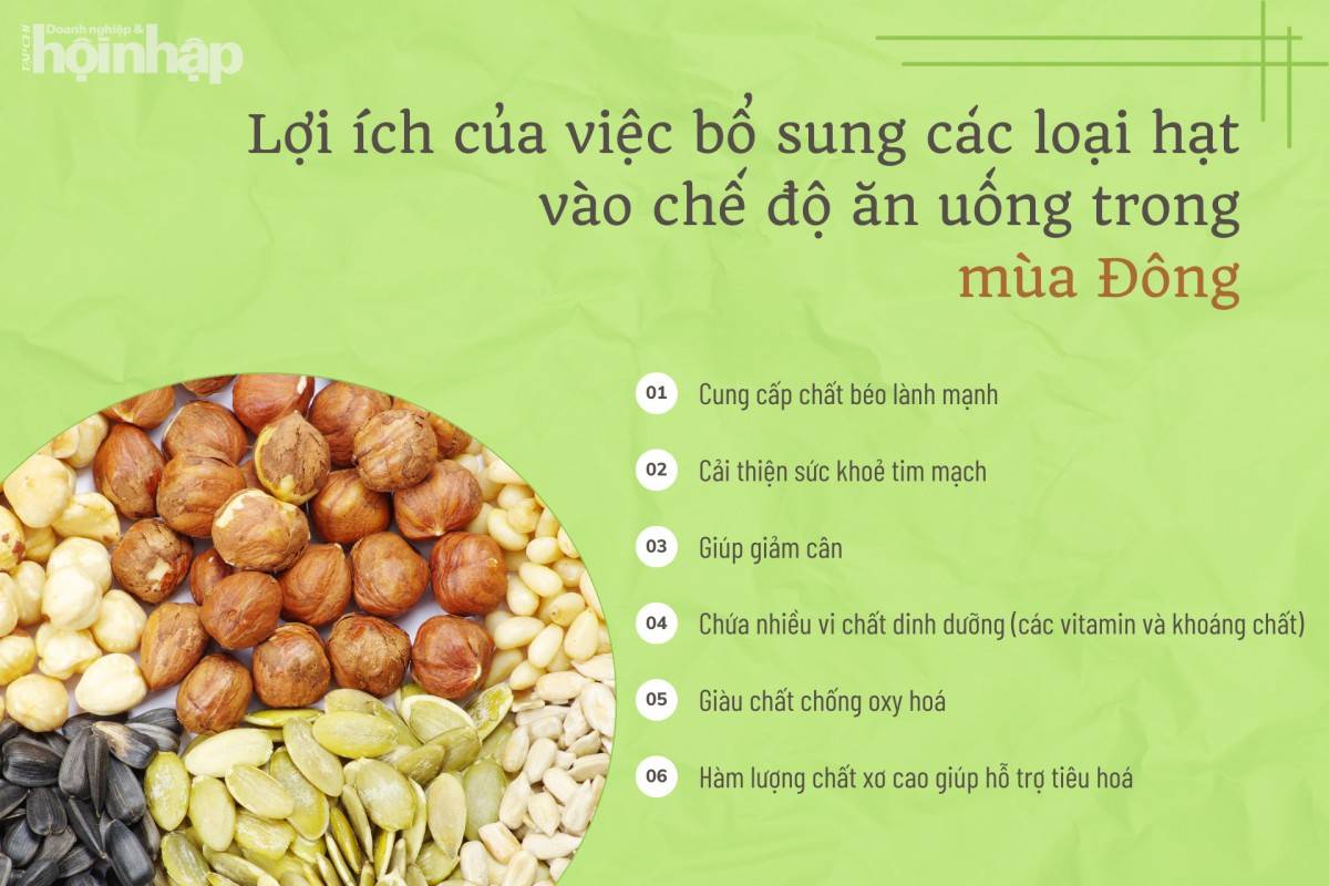 Lợi ích của việc bổ sung các loại hạt vào chế độ ăn uống trong mùa Đông Lợi ích của việc bổ sung các loại hạt vào chế độ ăn uống trong mùa Đông