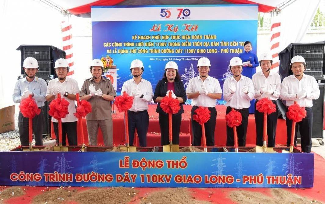 Tổng công ty Điện lực miền Nam động thổ công trình đường dây 110kV Giao Long – Phú Thuận