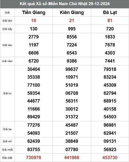 Xem kết quả Xổ số miền Nam Ngày 29 tháng 12 năm 2024, XSMN 29/12