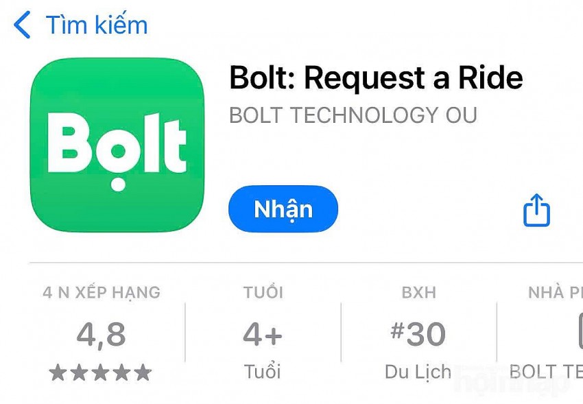 ứng dụng Bolt trên cửa hàng App Store