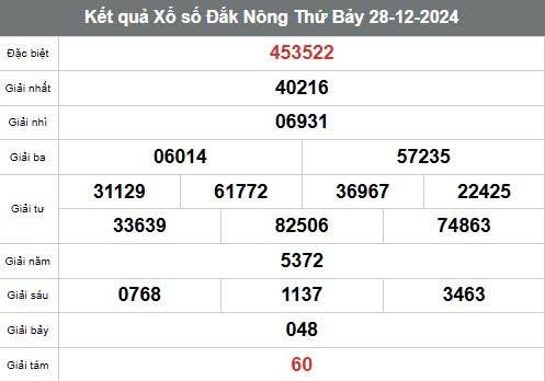 Xổ số Đắk Nông ngày 11 tháng 1 năm 2025, XSDNO ngày 11 tháng 1