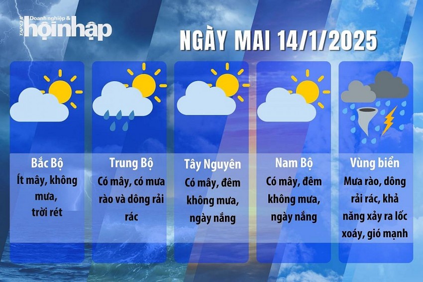 Dự báo thời tiết ngày mai 14/1/2025 Dự báo thời tiết ngày mai 14/1/2025