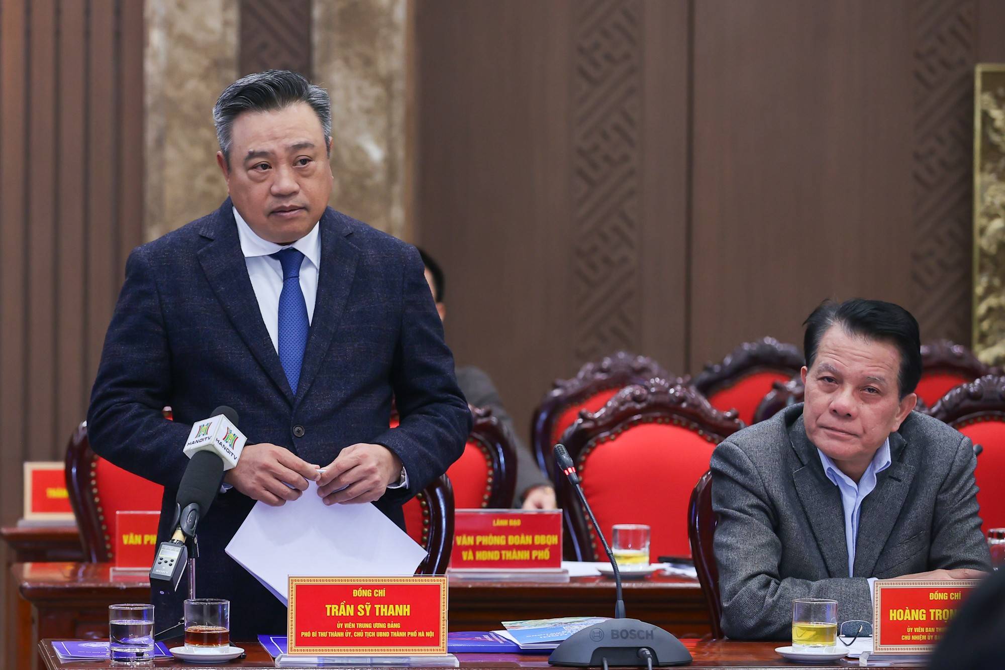 Chủ tịch UBND TP. Hà Nội Trần Sỹ Thanh phát biểu tại hội nghị - Ảnh: VGP/Nhật Bắc