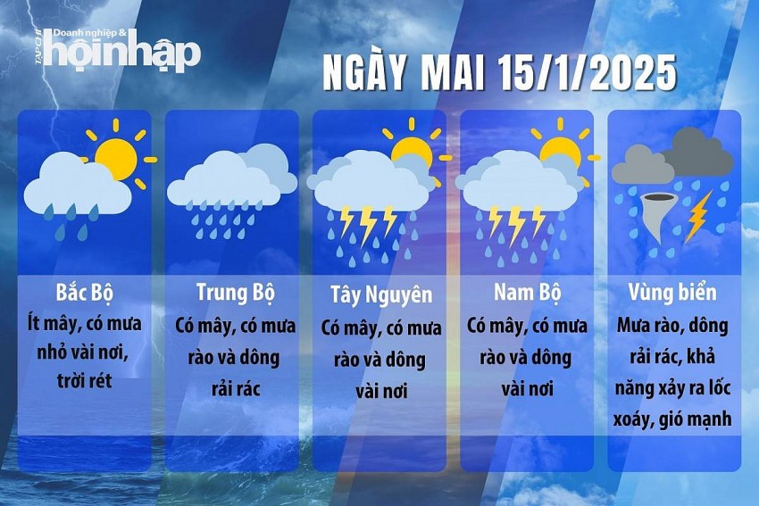 Dự báo thời tiết ngày mai 15/1/2025