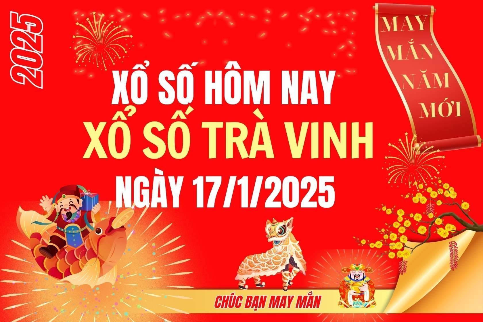 XSTV 24/1, Kết quả xổ số Trà Vinh hôm nay 24/1/2025, Trực tiếp XSTV ngày 24 tháng 1