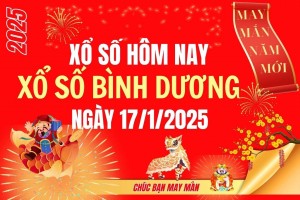 XSBD 17/1, Kết quả xổ số Bình Dương hôm nay 17/1/2025, Trực tiếp XSBD ngày 17 tháng 1