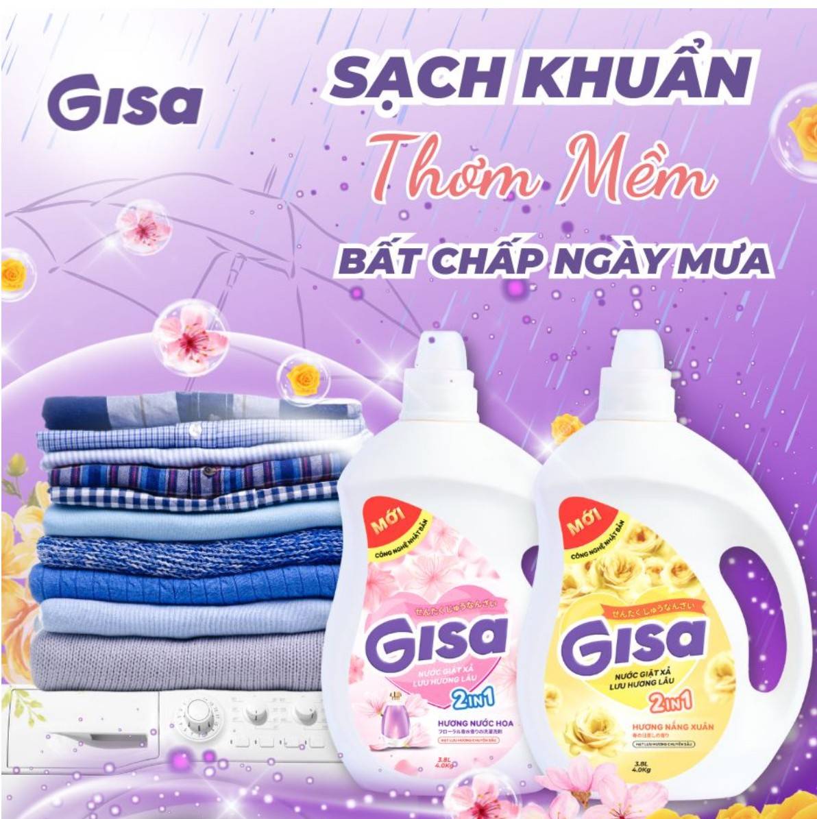 Nước giặt xả GISA được sản xuất trên dây chuyền công nghệ Nhật Bản hiện đại, đạt tiêu chuẩn chất lượng cùng với giá thành bình dân