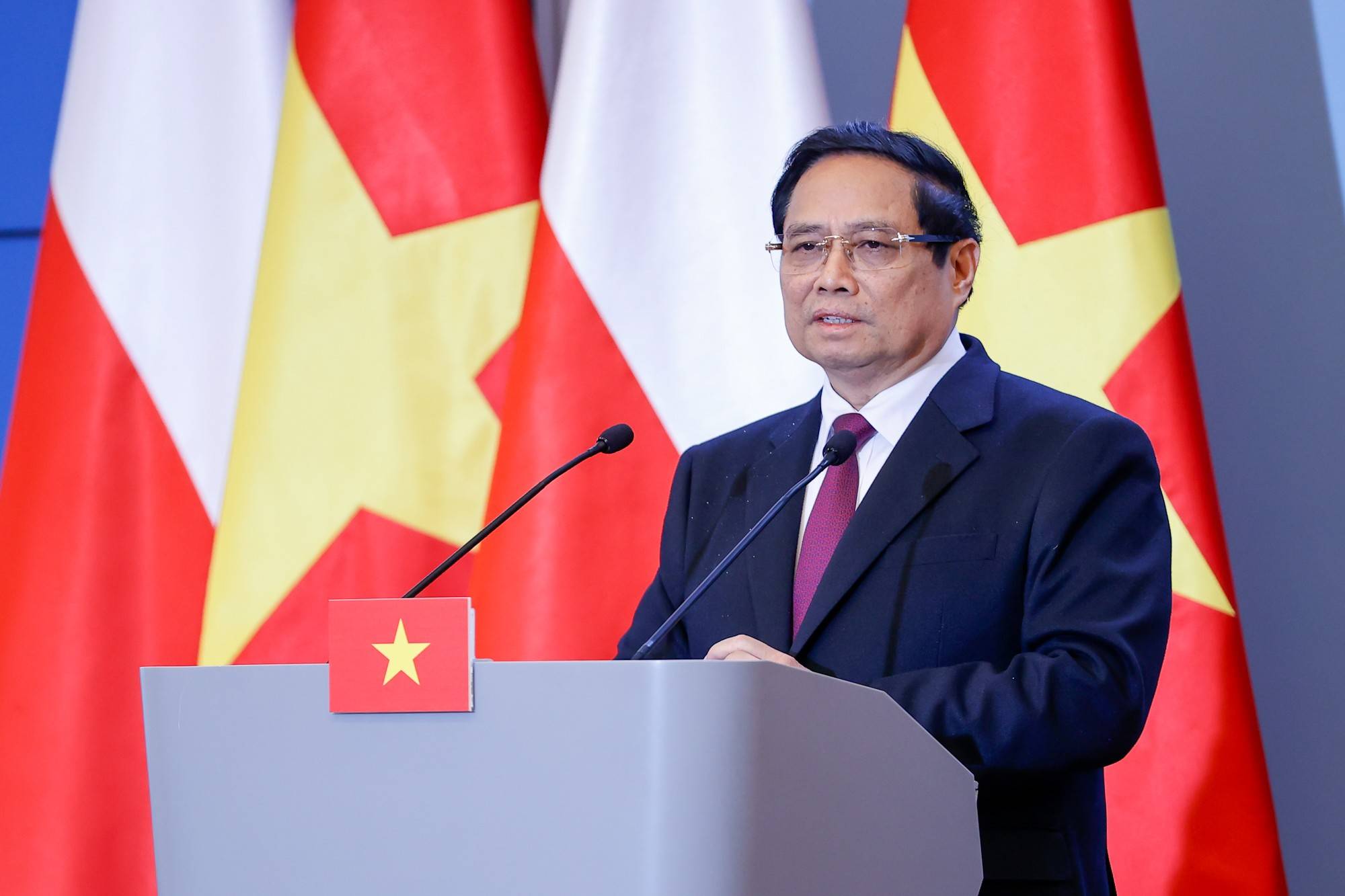 Thủ tướng Phạm Minh Chính nhấn mạnh, Việt Nam xác định quan hệ với các nước bạn bè truyền thống, trong đó có Ba Lan, là một ưu tiên trong tổng thể quan hệ đối ngoại - Ảnh: VGP/Nhật Bắc