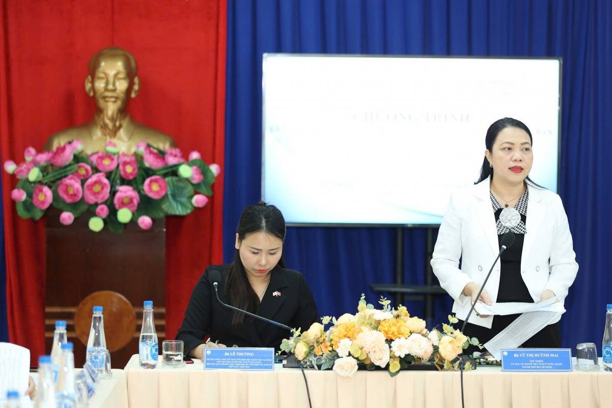  Bà Vũ Thị Huỳnh Mai - Chủ nhiệm Ủy ban về người Việt Nam ở nước ngoài TP. HCM phát biểu tại buổi làm việc