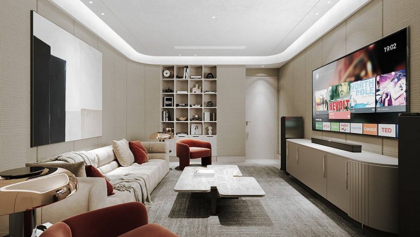 Phối cảnh phòng karaoke được bố trí tại hầm townhouse Sun Urban City