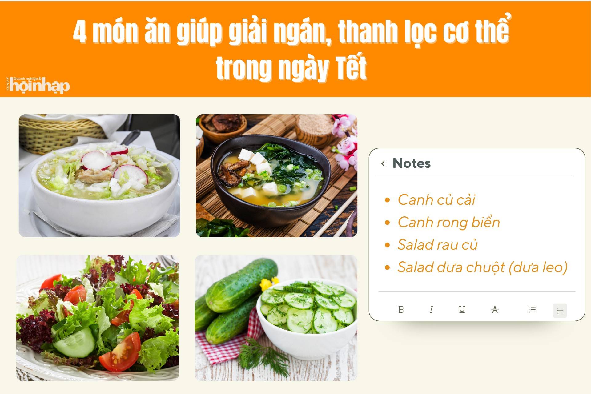 4 món ăn giúp giải ngán, thanh lọc cơ thể trong ngày Tết 4 món ăn giúp giải ngán, thanh lọc cơ thể trong ngày Tết