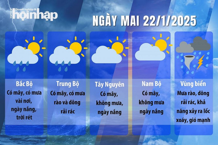 Dự báo thời tiết ngày mai 22/1/2025