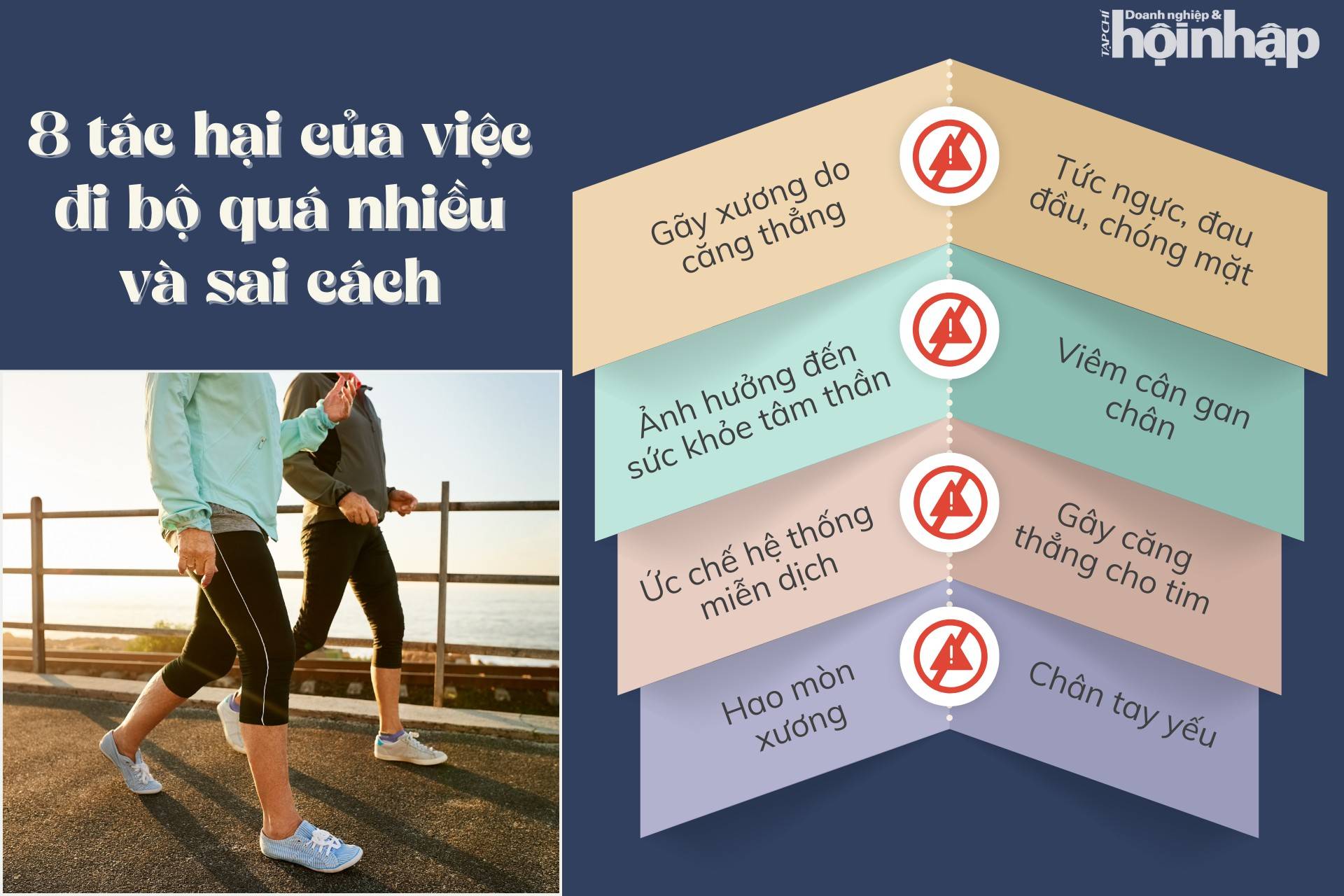 8 tác hại của việc đi bộ quá nhiều và sai cách