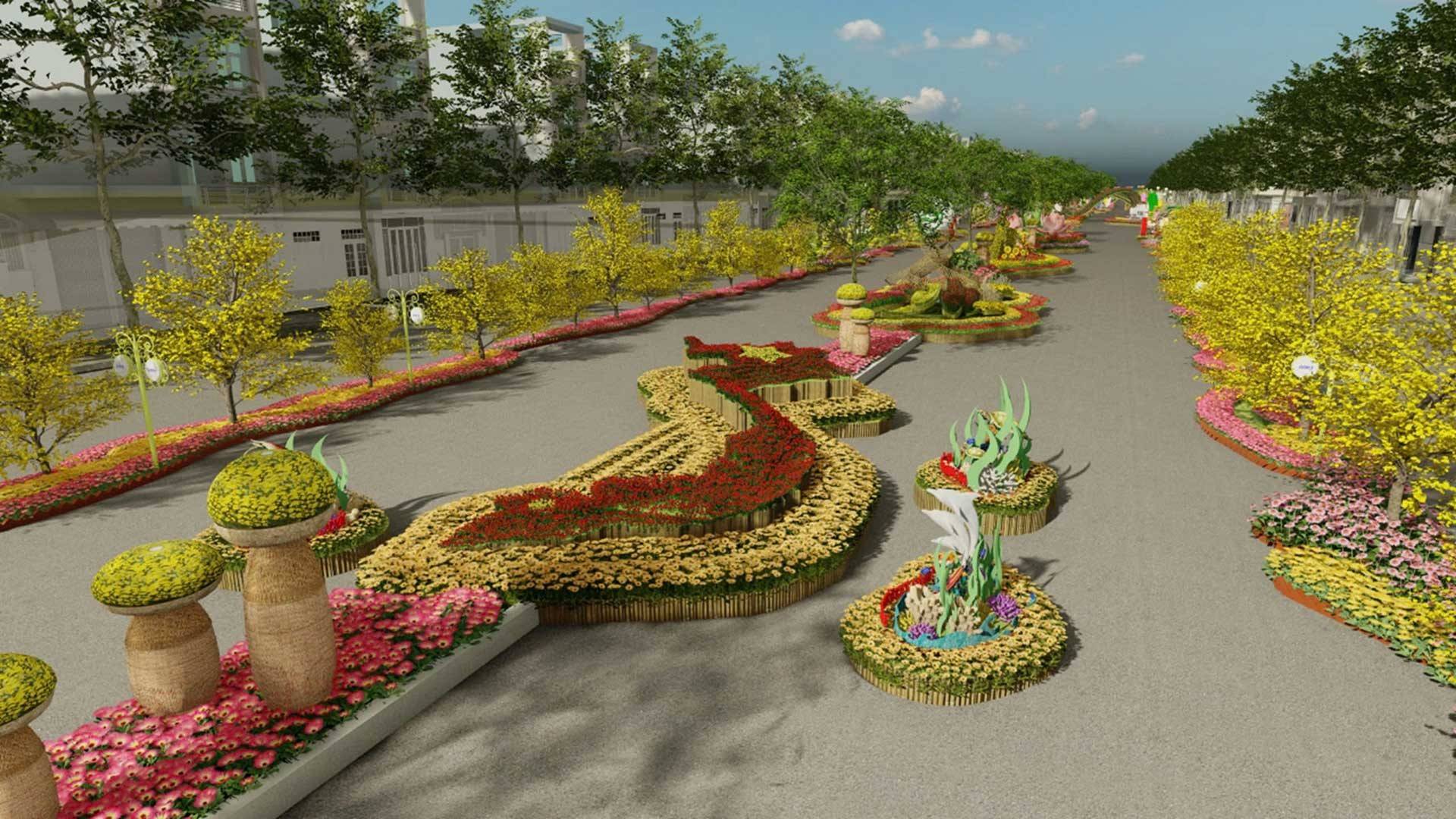 Sắc xuân rực rỡ trên đường hoa nghệ thuật Cần Thơ 2025