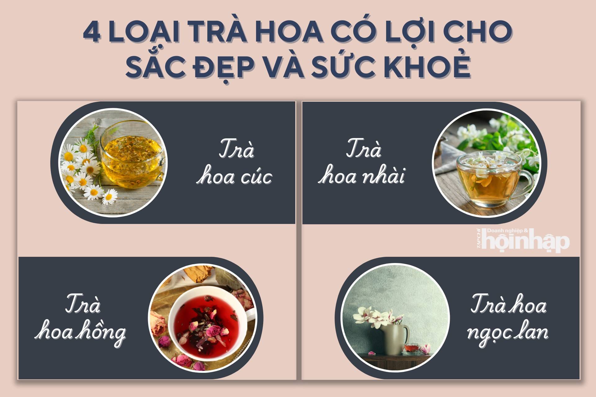 4 loại trà hoa có lợi cho sắc đẹp và sức khoẻ