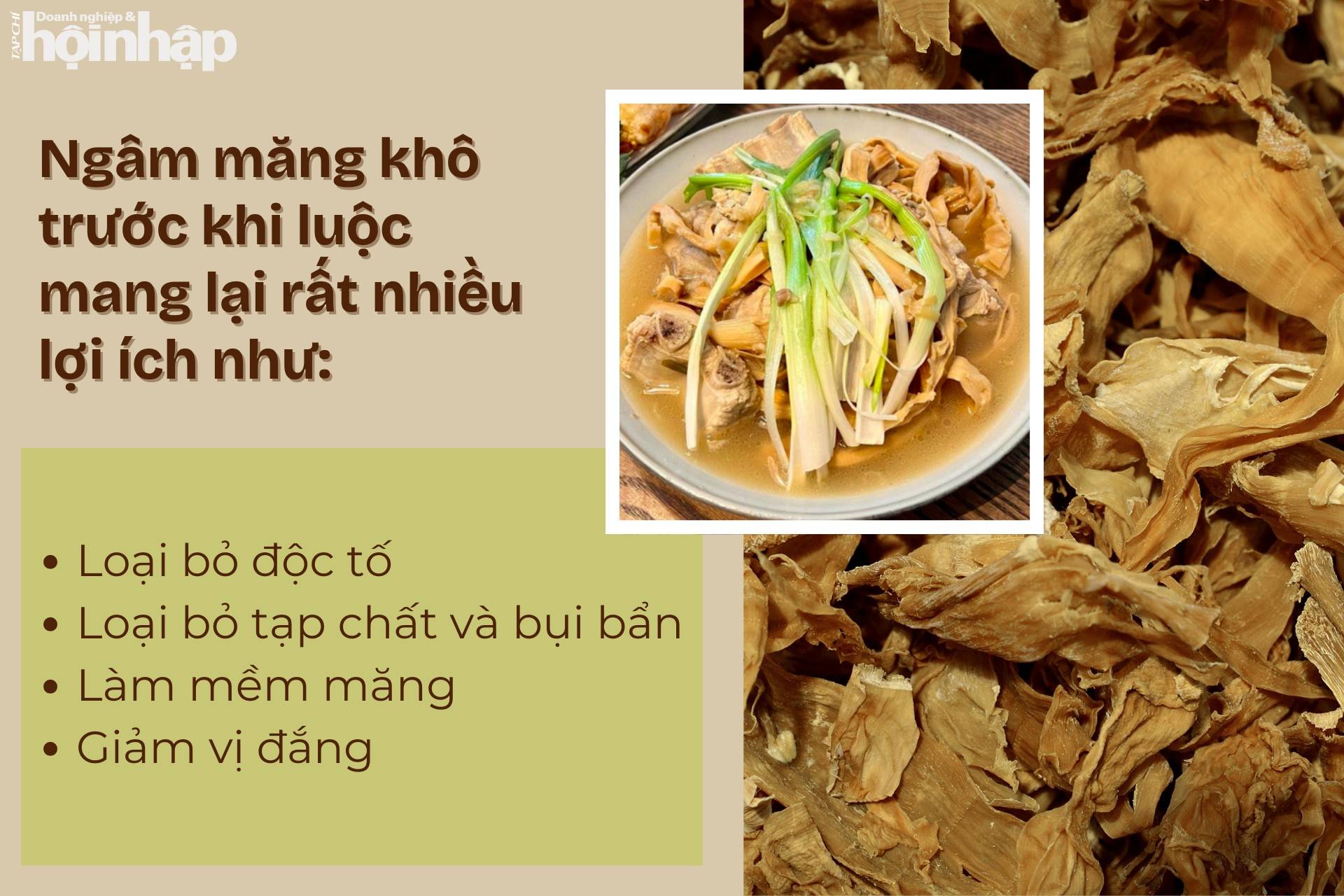 Vì sao nên ngâm măng khô trước khi luộc?